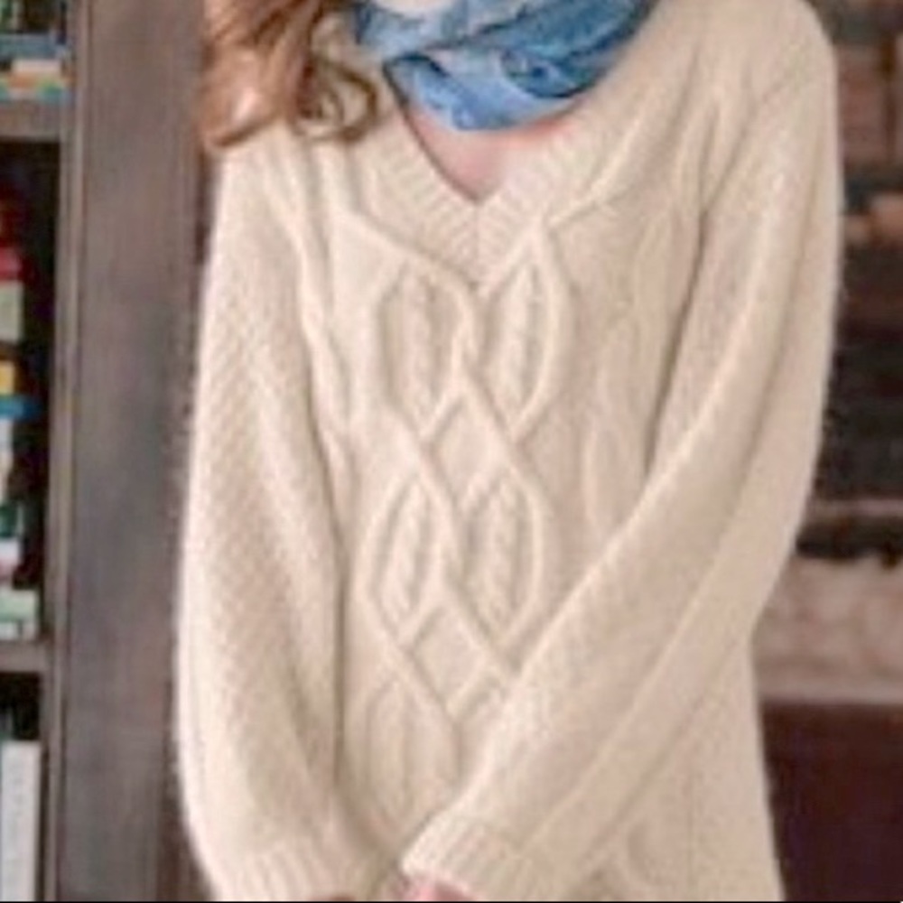 Soft Surroundings Cable Knit Silk Angora Sweater